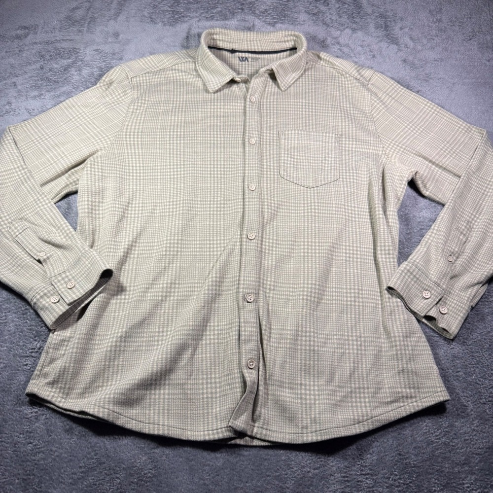 VRST Mens Glen Plaid Long Sleeve Button Down Shirt Tan White XL Flannel